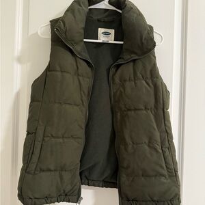 Old Navy Dark Green Quilted Puffer Vest